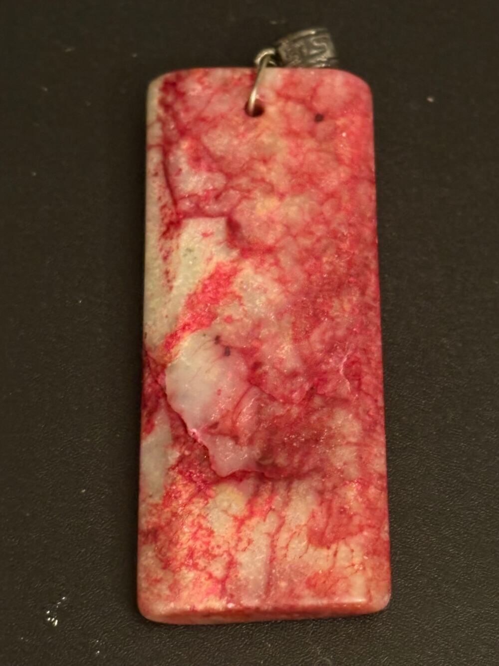 Vintage Genuine Dyed Quartz Rectangle Pendant